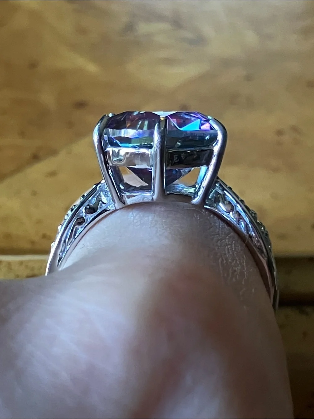 Mystic Quartz White Topaz Ring Size 9